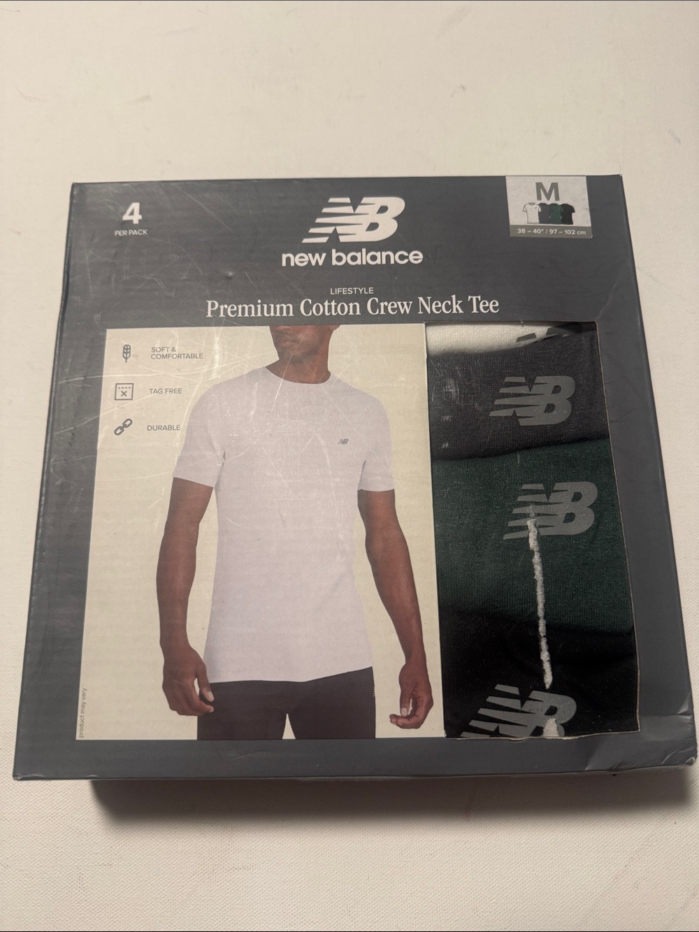New Balance Tshirt Mens Medium 3 Pack White Gray Green Black